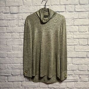 Frank Lyman Design Metallic High Neck Top Size 8
